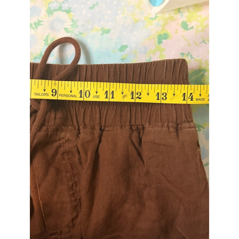 Quince | 2024 100% Linen Wide Leg Pants Small Brown Drawstring Elastic Waist - Picture 6 of 6